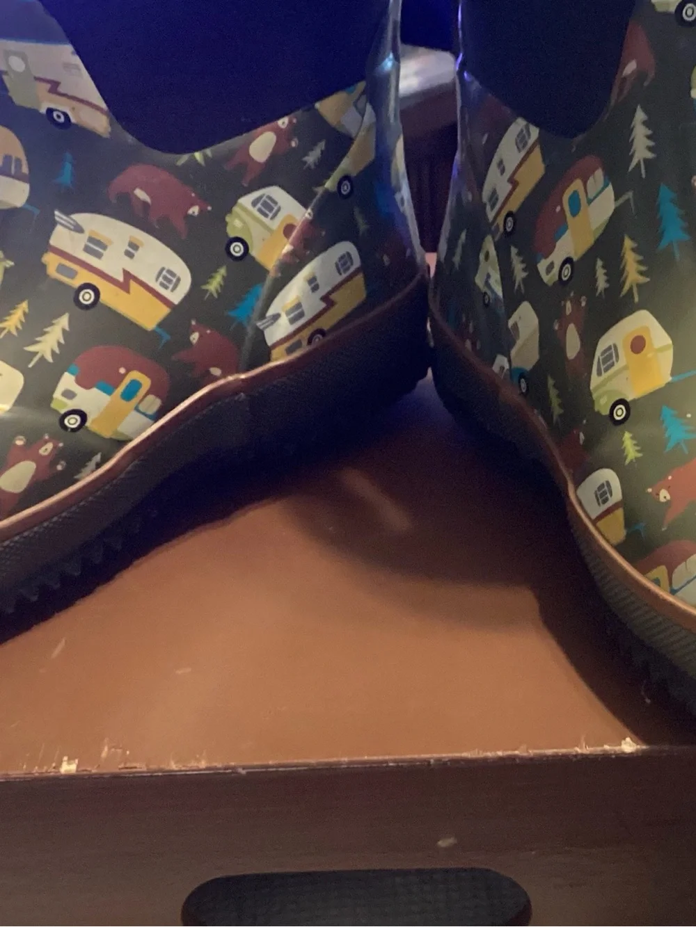 Kids Thick Rainy Boots Camper Print Splashy Outdoors weather Nature NO INSERTS
